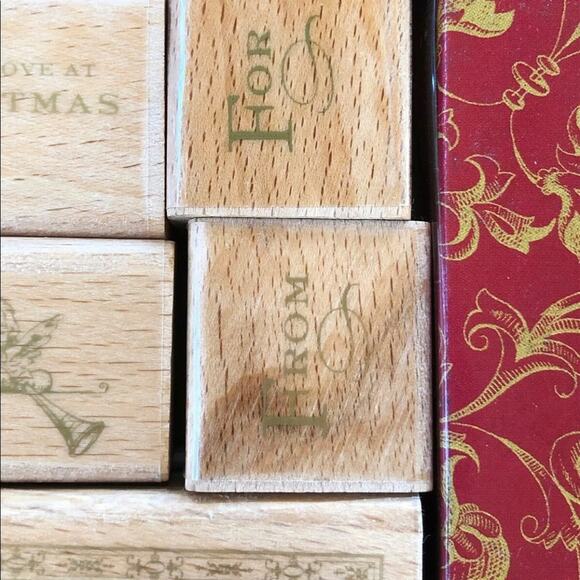 Anna Griffin Christmas Rubber Stamp Set W/ Ink Pad UNUSED - Picture 3 of 7